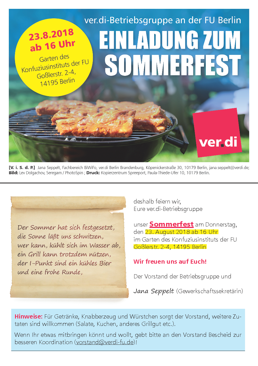 Sommerfest Der Betriebsgruppe Fu Ver Di Betriebsgruppe